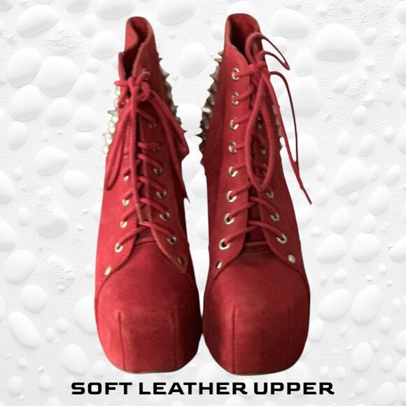 JEFFREY CAMPBELL LITA HAVANA PINK/RED SILVER SPIKE BOOTS SIZE 7 - Picture 6 of 14